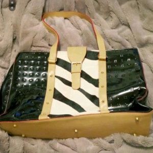 Arcadia Patent Leather Calf Hair Tote